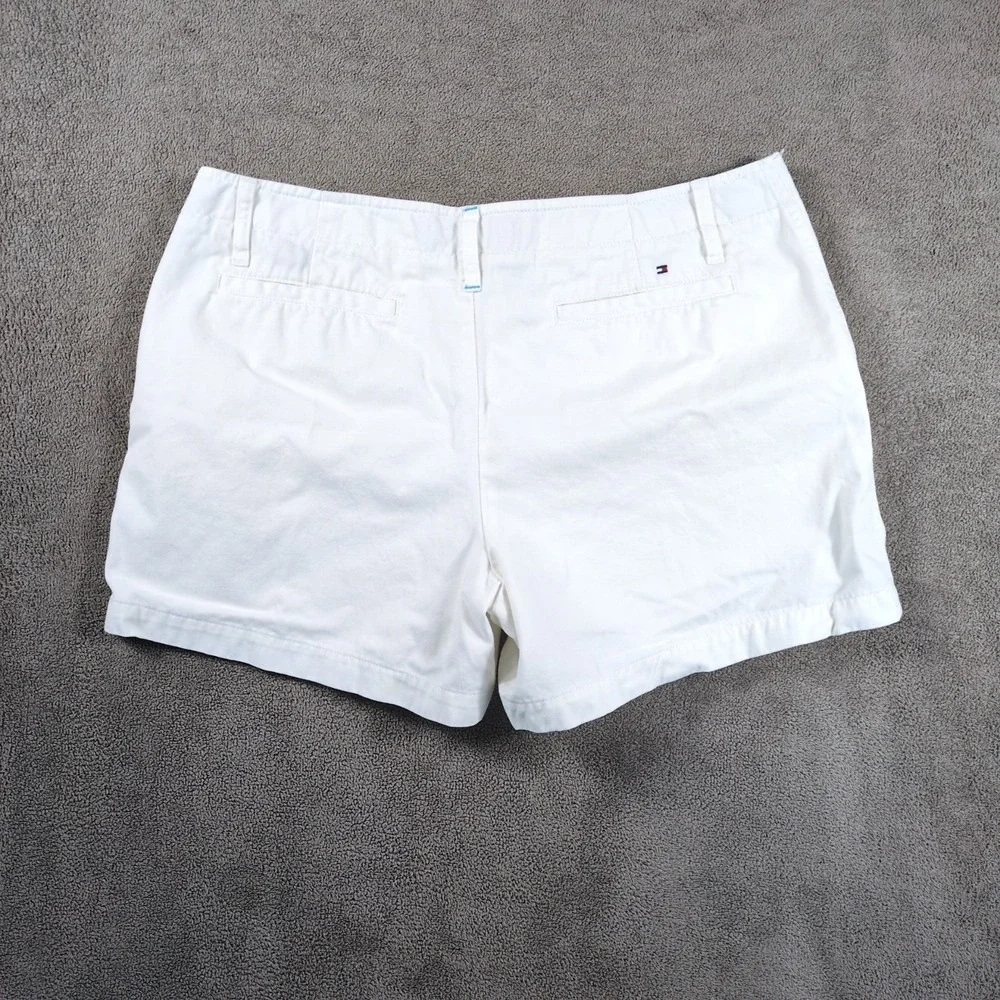 Tommy Hilfiger Chino Shorts Womens 14 White 100% Cotton Mid Rise Summer Casual‎